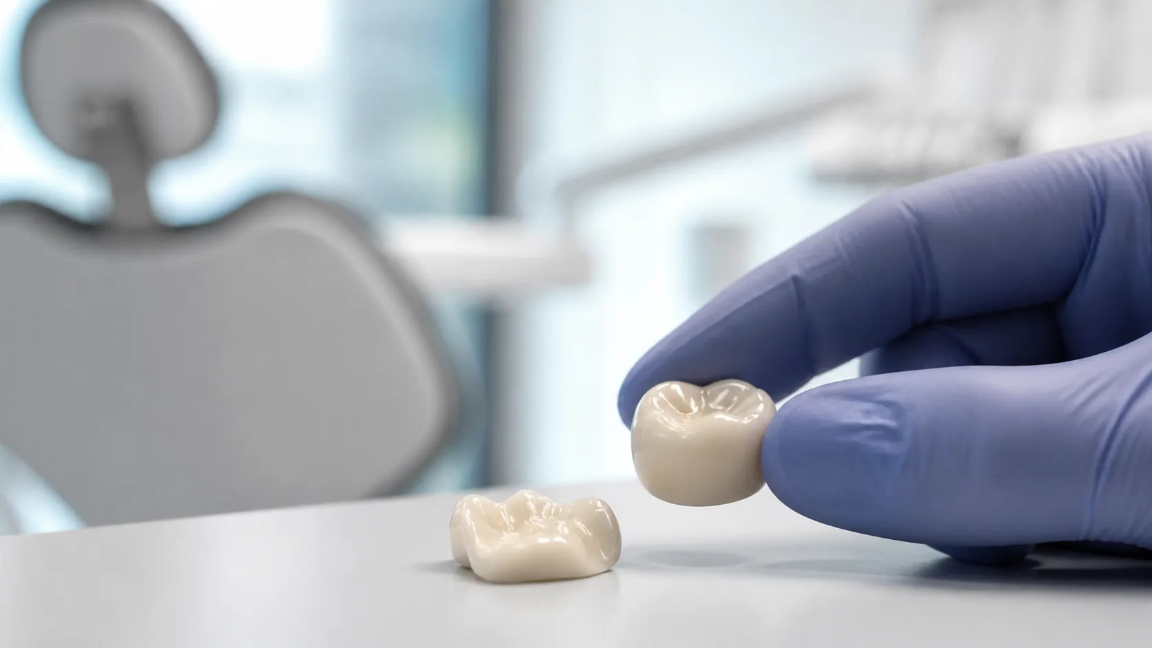 Corona e incrustación dental para rehabilitación oral